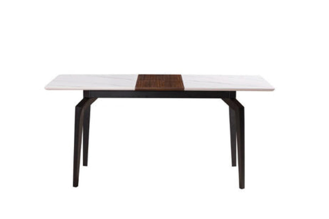 Elora Spanish Ceramic Top Extendable Dining Table - Matte Black Metal Legs