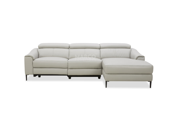 Beige sectional sofa on a white background