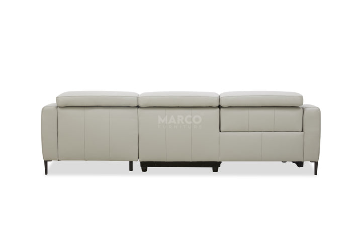 Gray sofa with 'MARCO' branding on a white background