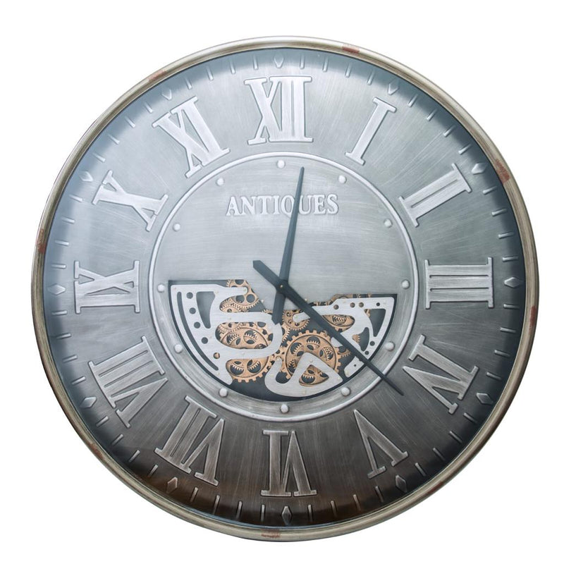 Extra Large Antique Metal, Moving Gears  Wall Clock, 103cm - Marco Furniture