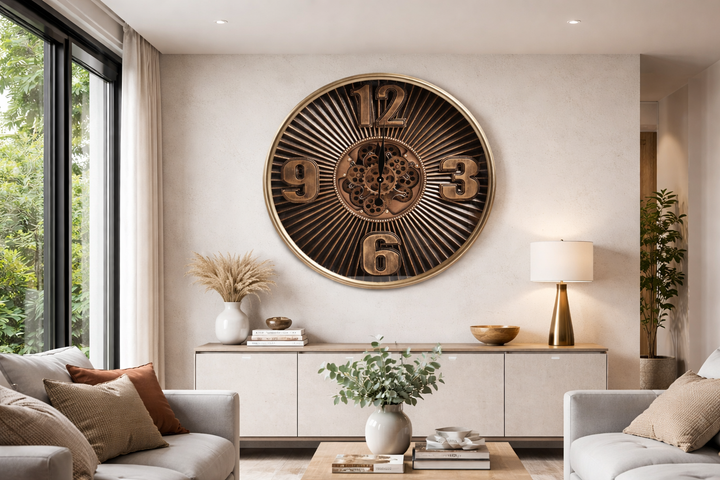 Sterling Extra Large Vintage Moving Cogs Wall Clock (80cm)