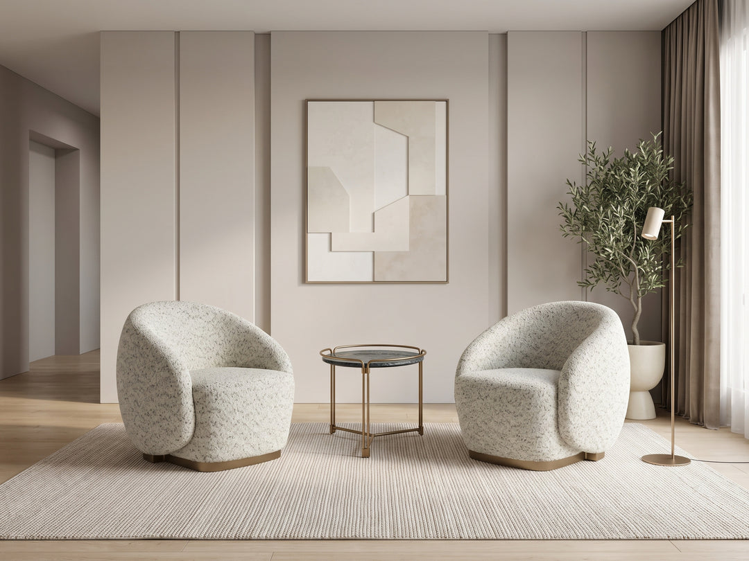 Fiora Curved Armchair – Bouclé Occasional Accent Chair