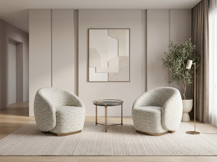 Fiora Curved Armchair – Bouclé Occasional Accent Chair