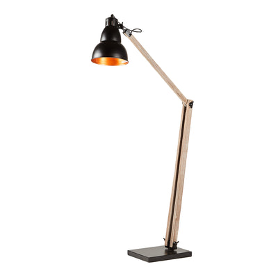 Floor lamp with black/gold inside gourd shade