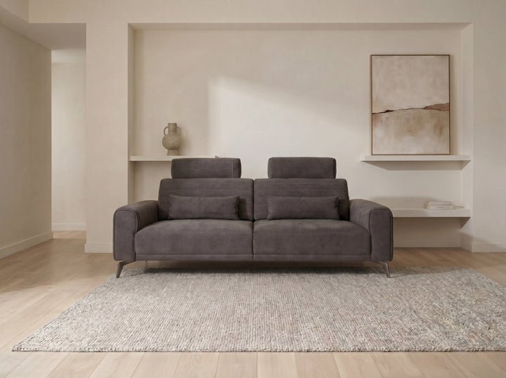 Glamour Upholstered Fabric Sectional Lounge – Modern L-Shape Sofa with Headrests
