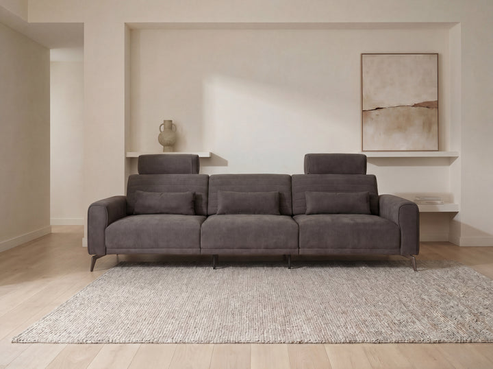 Glamour Upholstered Fabric Sectional Lounge – Modern L-Shape Sofa with Headrests