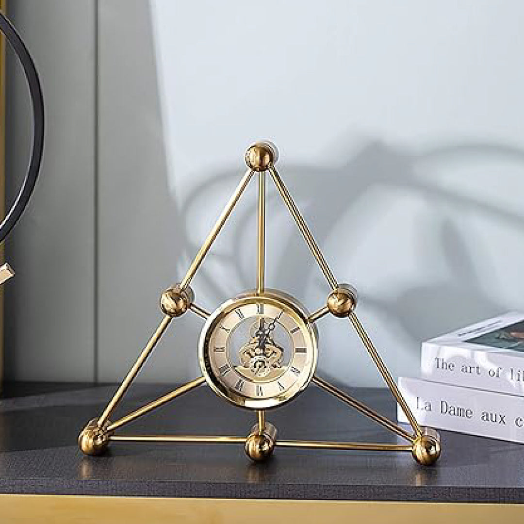 Pyramid Shape Clock Geometric Pyramid Table Clock | Modern Decorative Accent