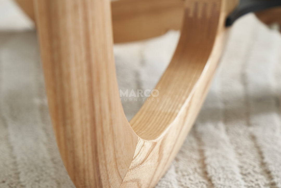 Gucci Round Coffee Table with 12mm Tempered Transparent Glass Top and Solid Ash Wood Base