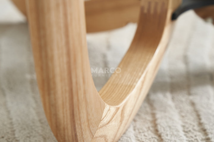 Gucci Round Coffee Table with 12mm Tempered Transparent Glass Top and Solid Ash Wood Base