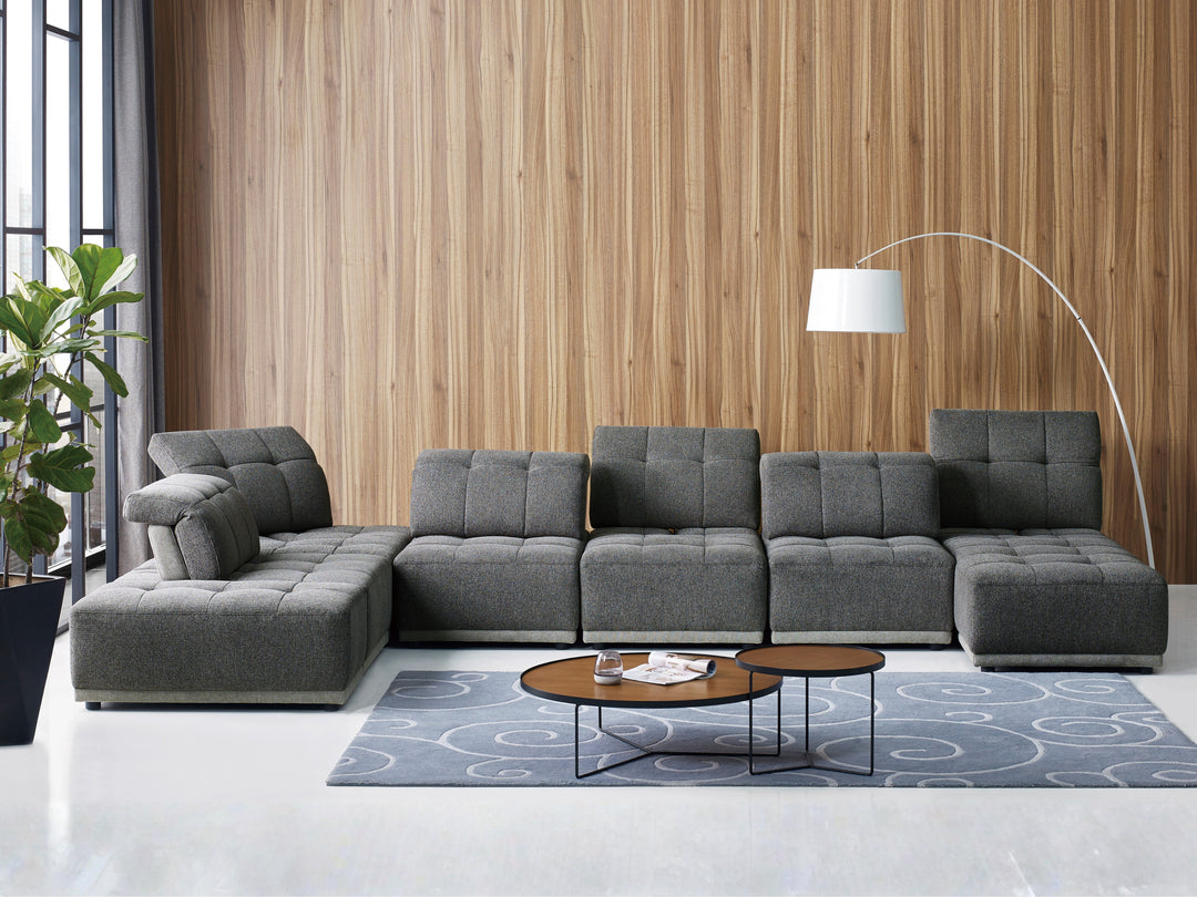 Hawaii Woven Fabric Modular Sofa Lounge with Chaise & Ottoman
