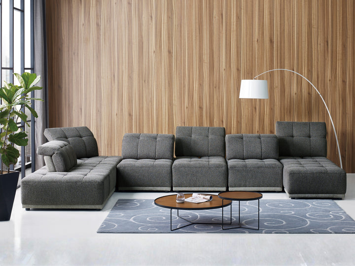 Hawaii Woven Fabric Modular Sofa Lounge with Chaise & Ottoman