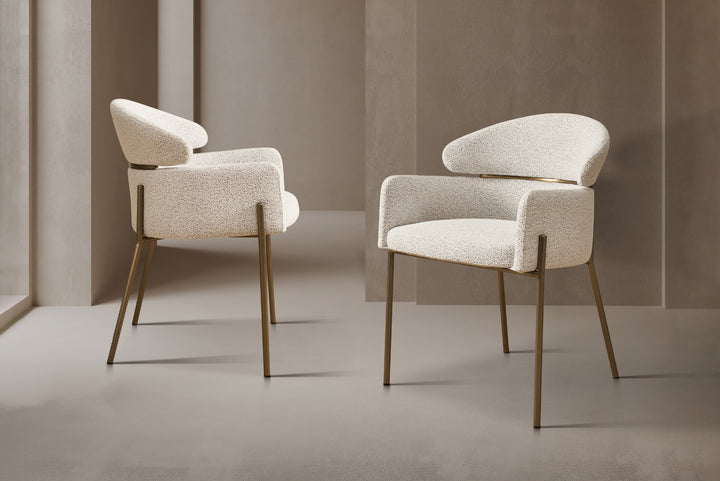 Hallie Boucle Dining Chair - Brushed Bronze Legs