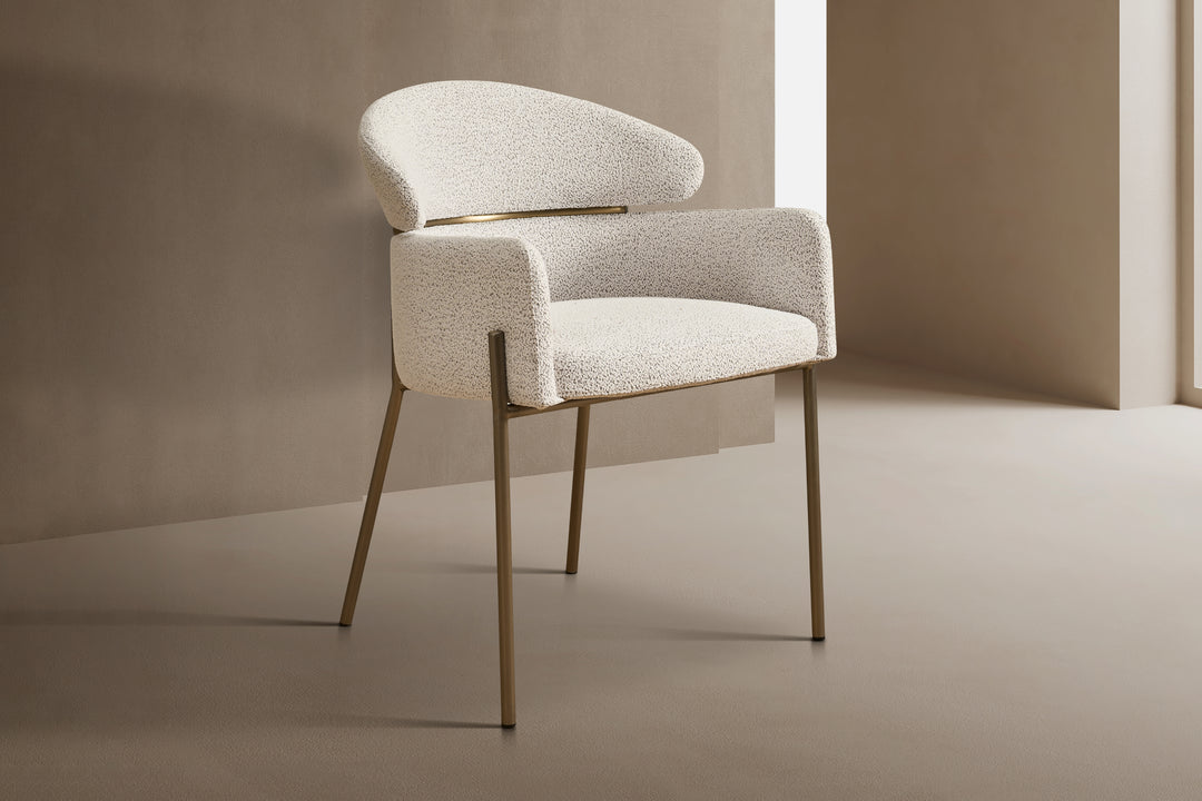 Hallie Boucle Dining Chair - Brushed Bronze Legs