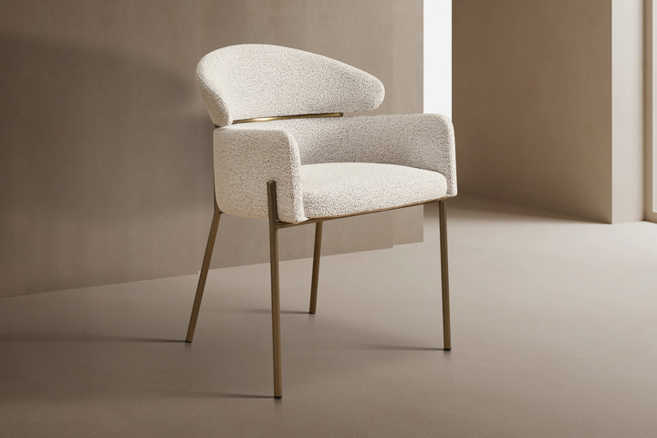 Hallie Boucle Dining Chair - Brushed Bronze Legs