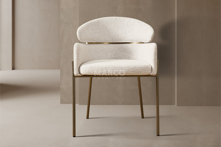 Hallie Boucle Dining Chair - Brushed Bronze Legs