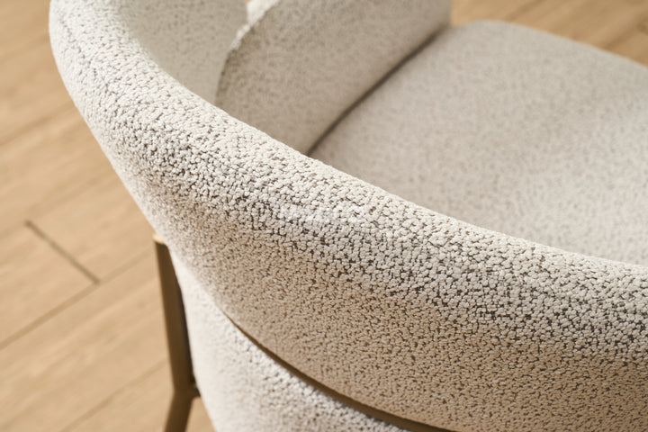 Hallie Boucle Dining Chair - Brushed Bronze Legs