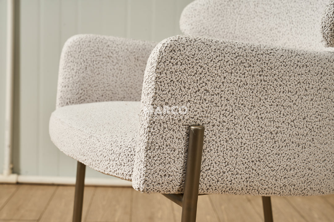 Hallie Boucle Dining Chair - Brushed Bronze Legs