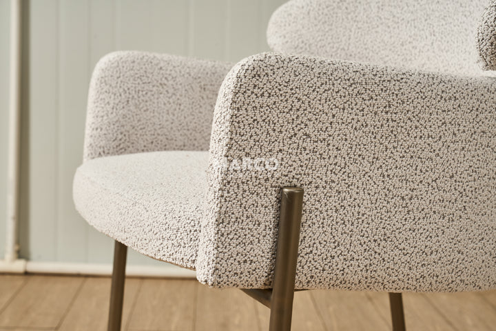 Hallie Boucle Dining Chair - Brushed Bronze Legs