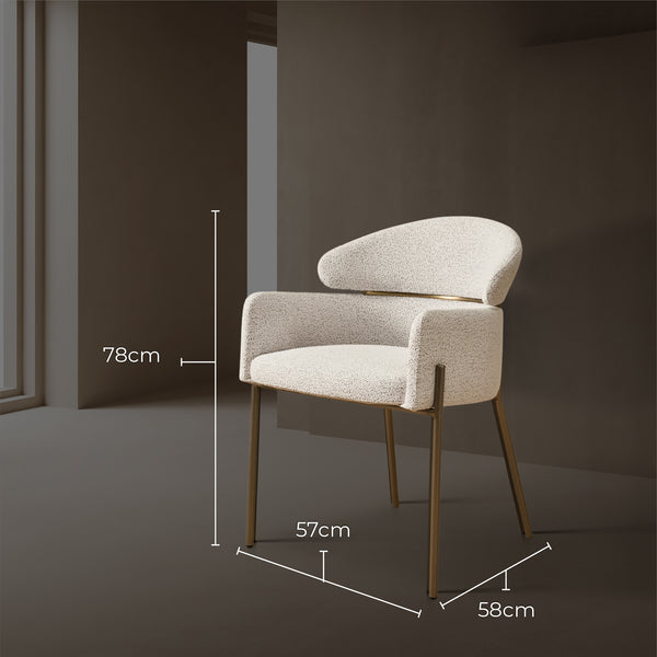 Hallie Boucle Dining Chair - Brushed Bronze Legs
