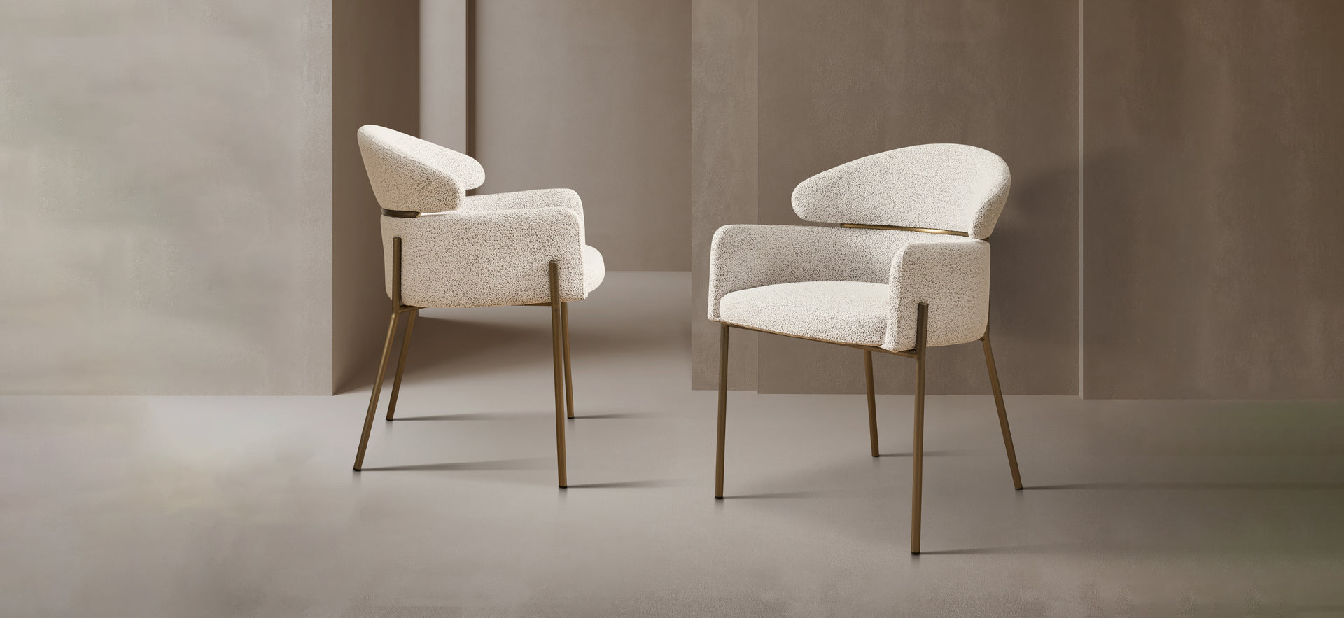 Hallie Boucle Dining Chair - Brushed Bronze Legs