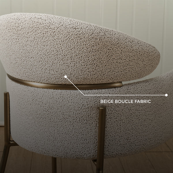 Hallie Boucle Dining Chair - Brushed Bronze Legs