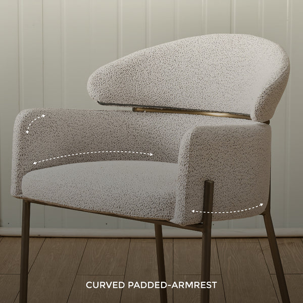 Hallie Boucle Dining Chair - Brushed Bronze Legs