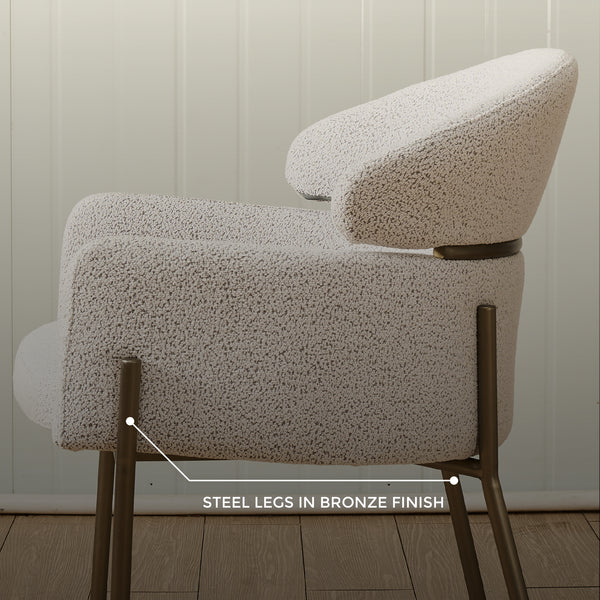 Hallie Boucle Dining Chair - Brushed Bronze Legs