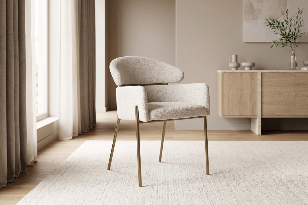 Hallie Boucle Dining Chair – Modern Upholstered Dining Seat