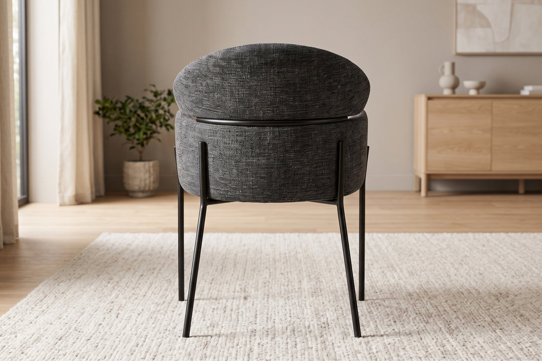 Hallie Textured Fabric Dining Chair with Black Metal Legs