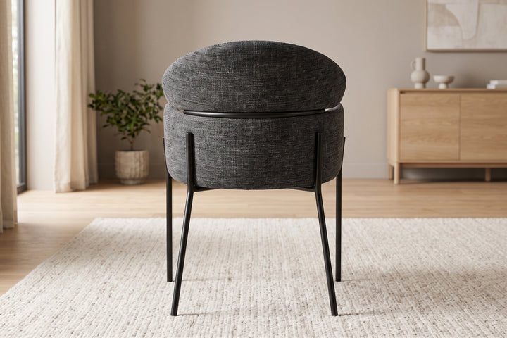 Hallie Textured Fabric Dining Chair with Black Metal Legs