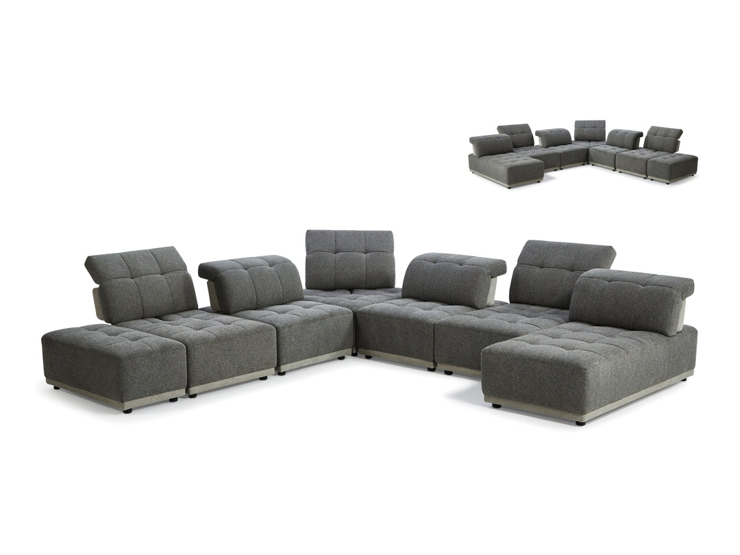 Hawaii Woven Fabric Modular Sofa Lounge with Chaise & Ottoman