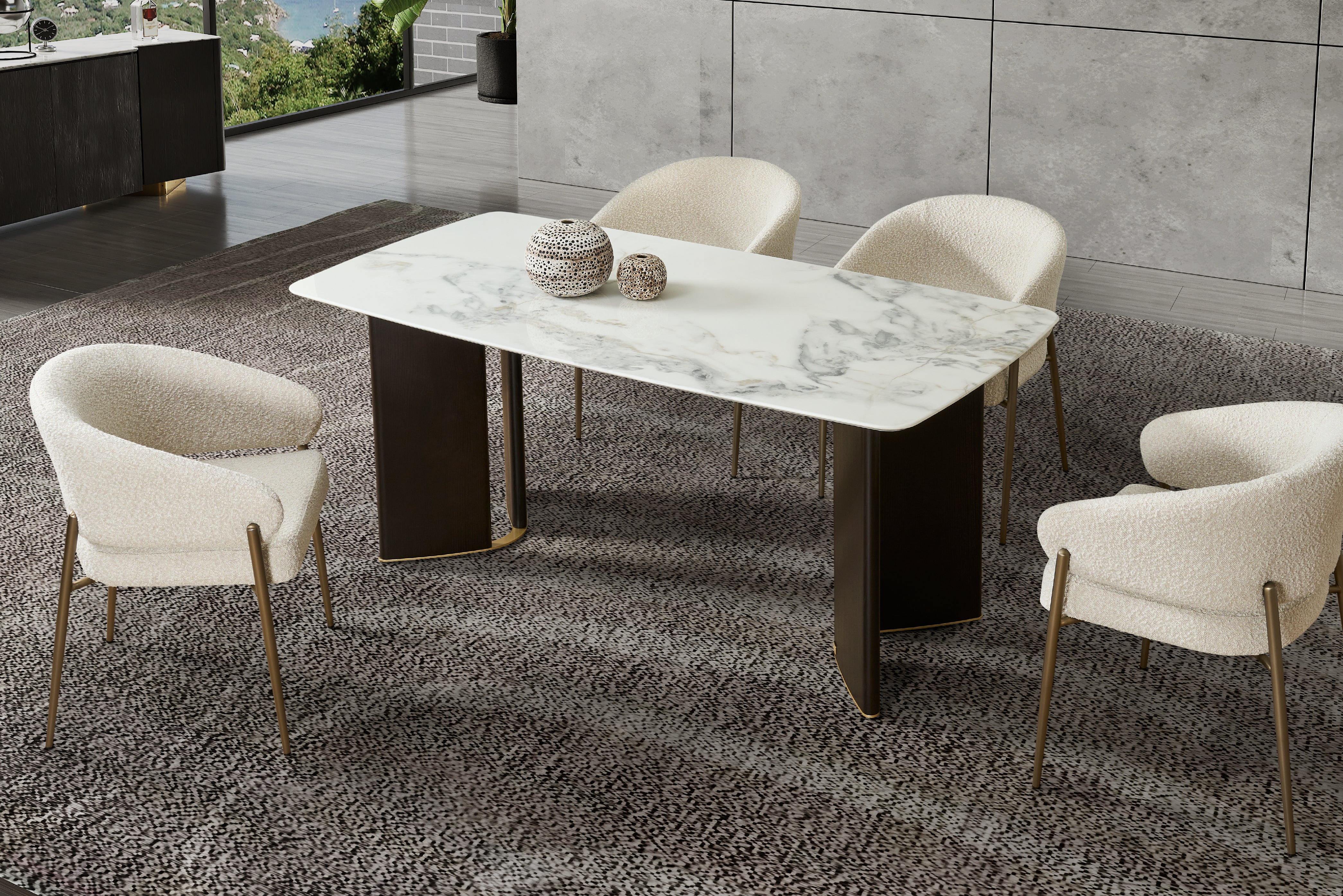 Henry Microlite Stone Top Dining Table with Ash Veneer Legs