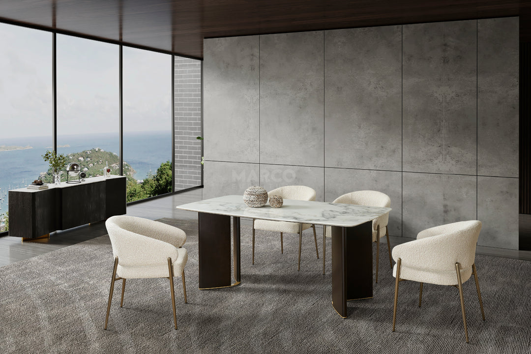 Henry Microlite Stone Top Dining Table with Ash Veneer Legs