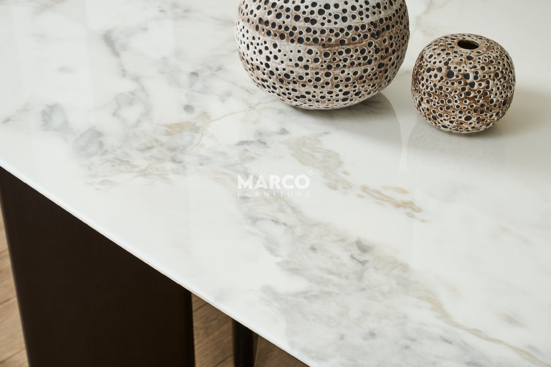 Henry Microlite Stone Top Dining Table with Ash Veneer Legs