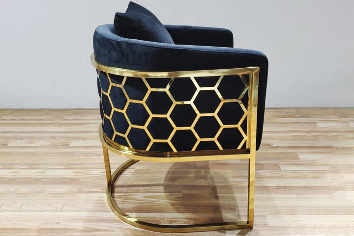 Honeycomb Blue Velvet Dining Chair – Modern Accent Chair
