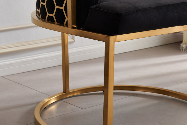 Honeycomb Back Velvet Dining Chair – Modern Accent Chair