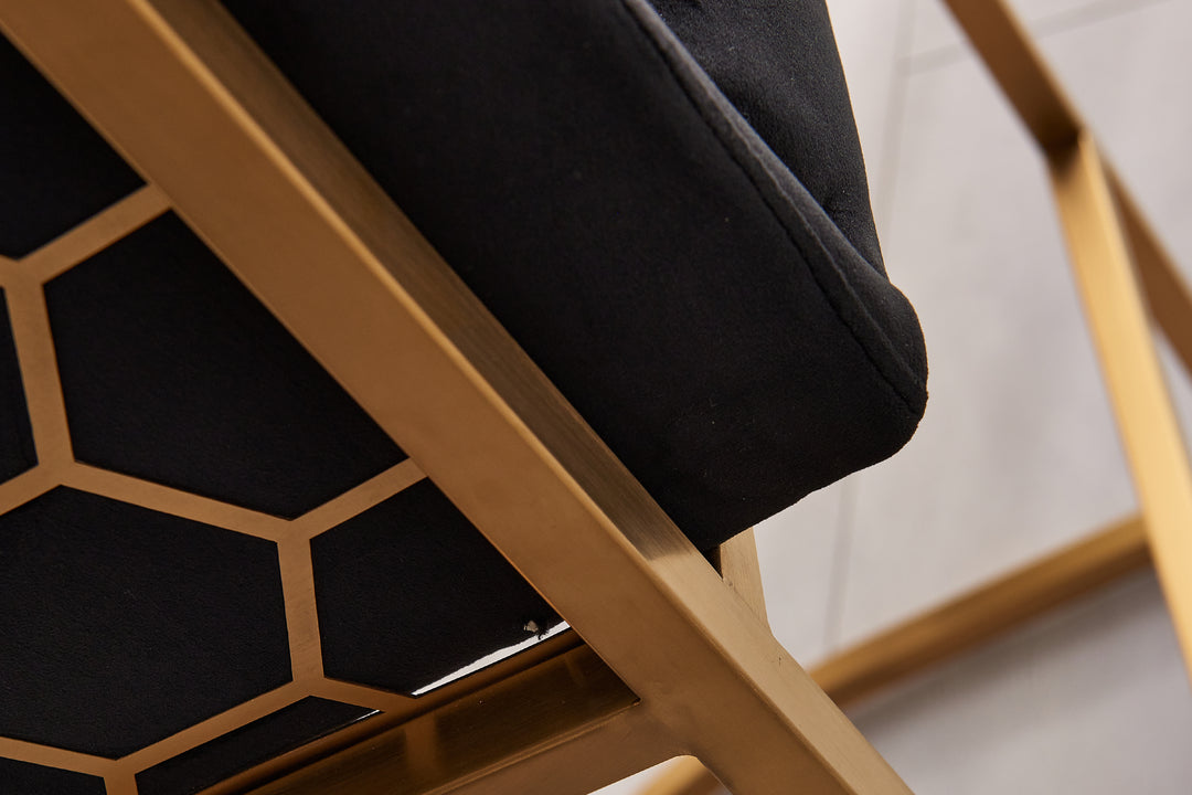 Honeycomb Back Velvet Dining Chair – Modern Accent Chair