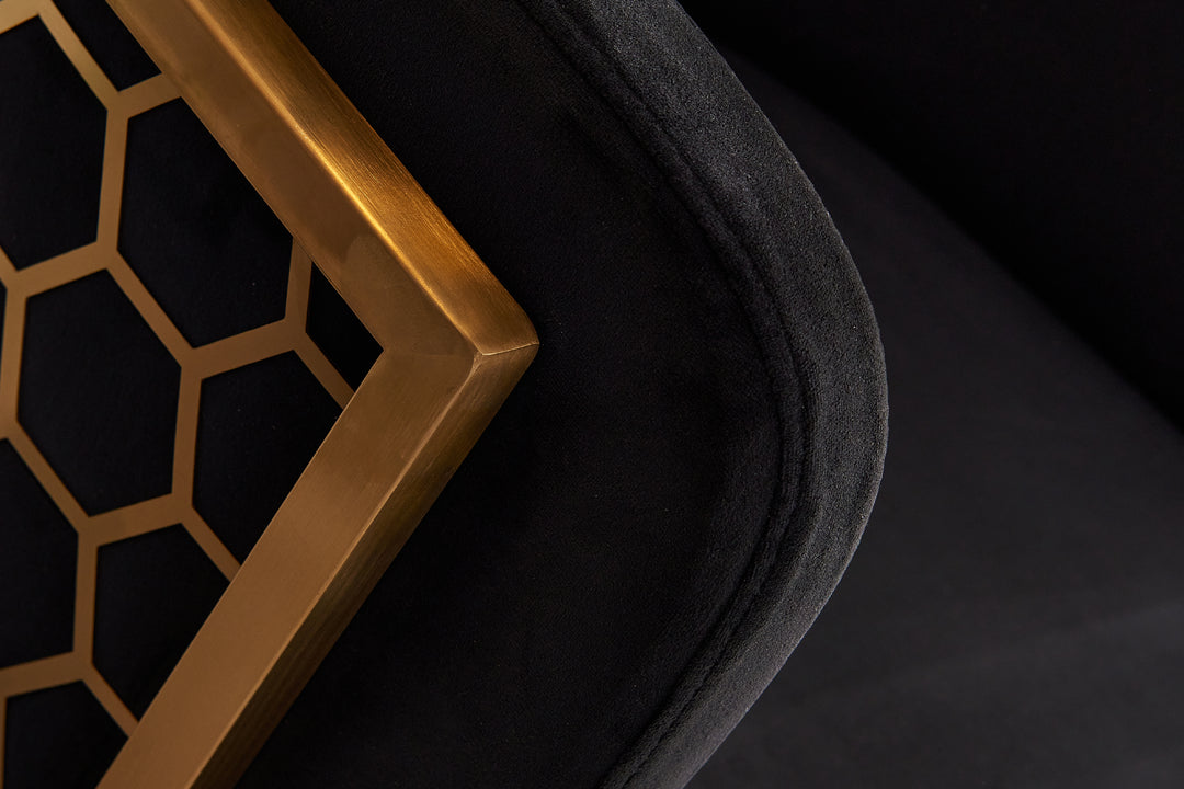 Honeycomb Back Velvet Dining Chair – Modern Accent Chair