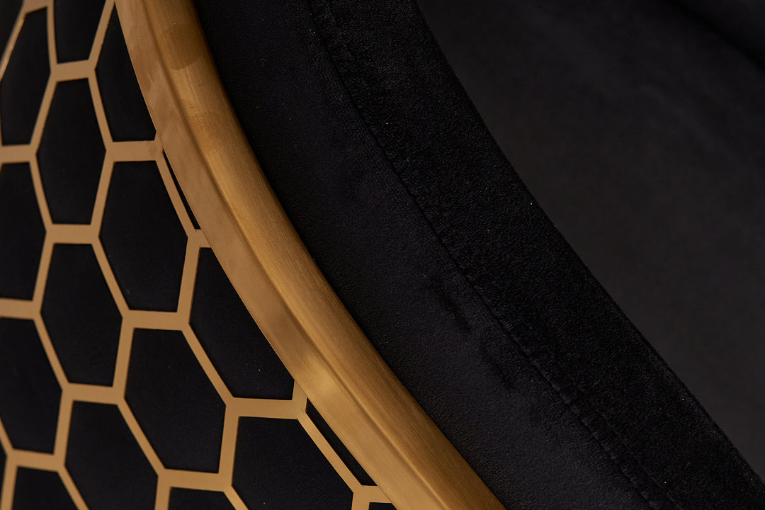 Honeycomb Back Velvet Dining Chair – Modern Accent Chair