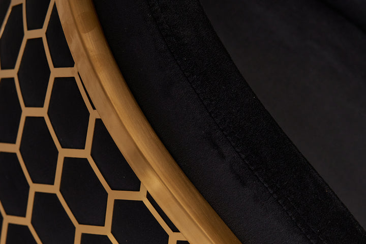 Honeycomb Back Velvet Dining Chair – Modern Accent Chair