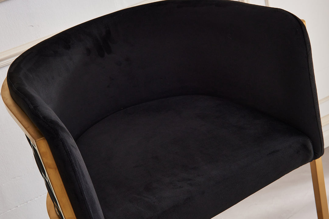 Honeycomb Back Velvet Dining Chair – Modern Accent Chair