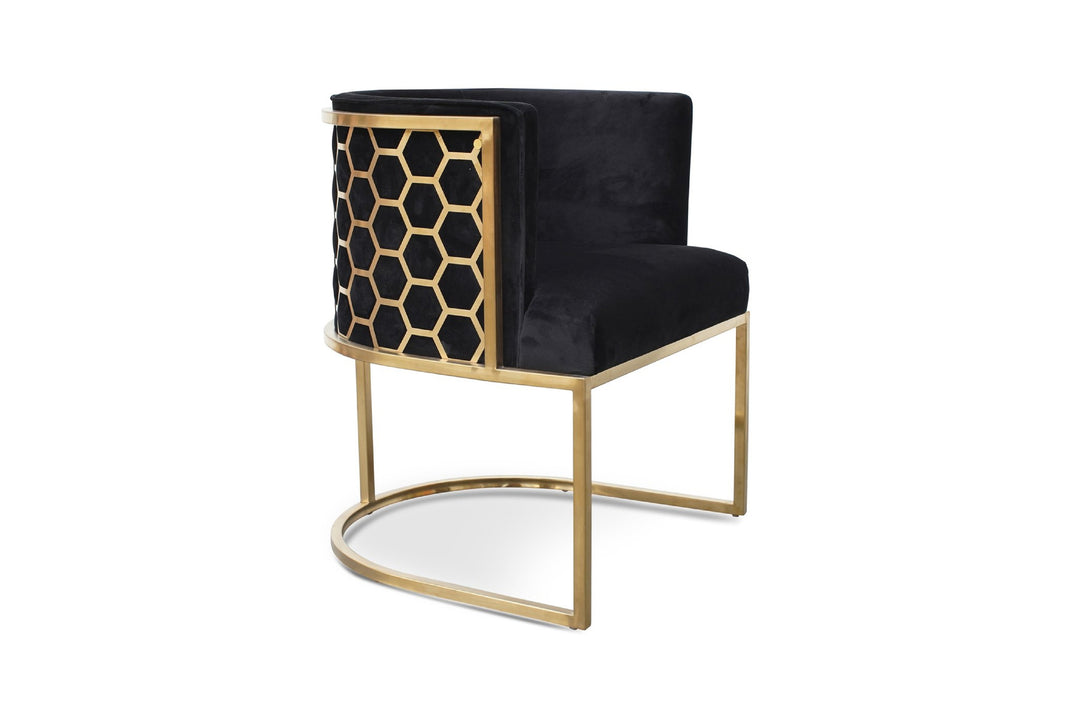 Honeycomb Back Velvet Dining Chair – Modern Accent Chair