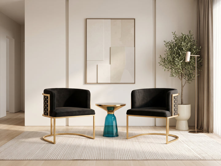 Honeycomb Black Velvet Armchair – Modern Accent Chair