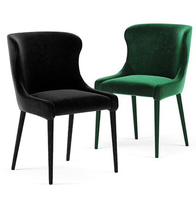 Hugo Green Velvet Dining Room Chair with Matte Finish Black Legs
