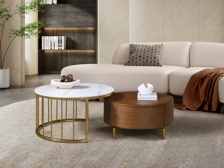 Earl Modern Nesting Coffee Table with Marble Top (Set of 2)