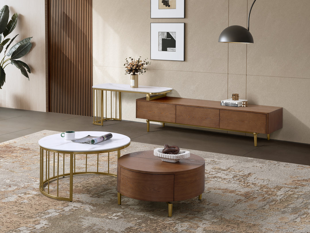 Earl Modern Nesting Coffee Table with Marble Top (Set of 2)