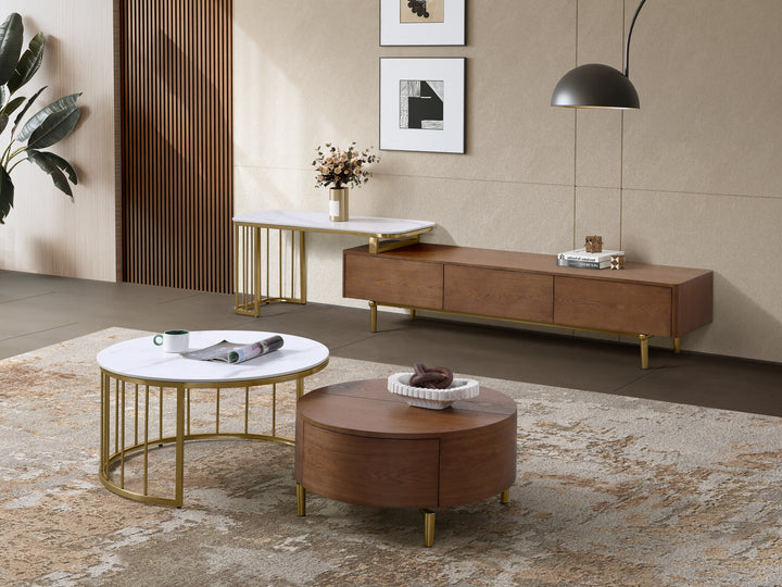 Earl Modern Nesting Coffee Table with Marble Top (Set of 2)