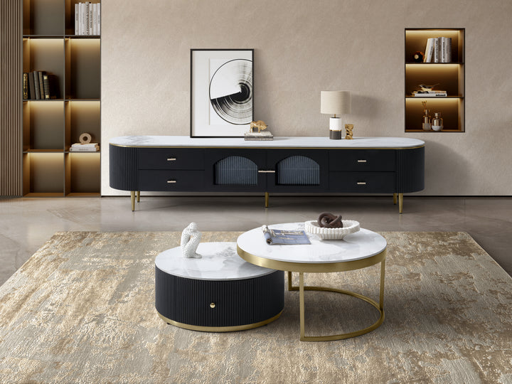 Doyle Sintered Stone Nesting Coffee Table Set with Storage