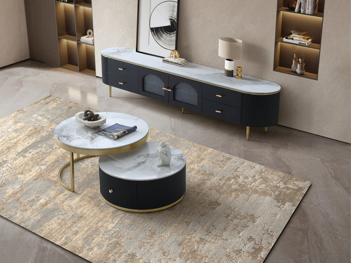 Doyle Sintered Stone Nesting Coffee Table Set with Storage