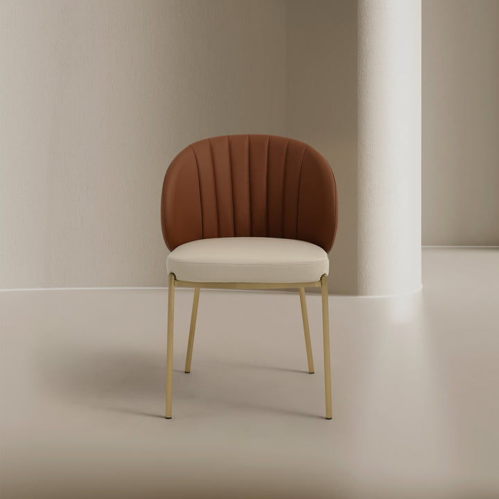 Selena Leather Dining Chair - Cognac Brown